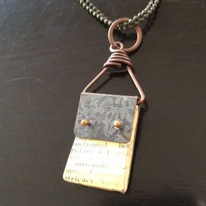 One of a kind handmade necklace w/ booklet pendant